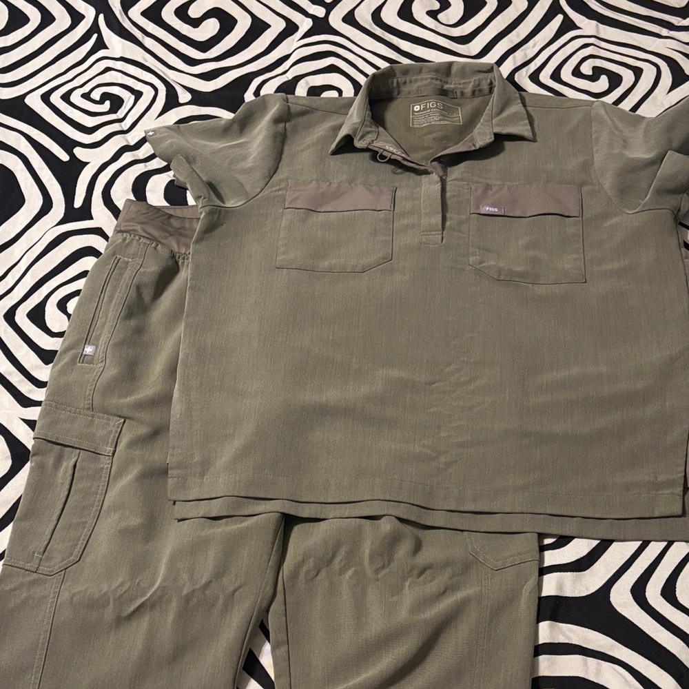 Figs Sage Green Top and Pants Set